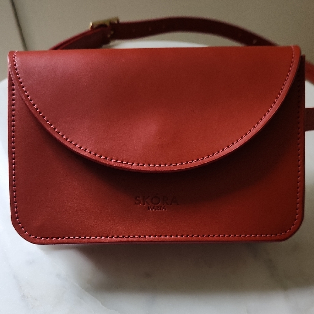 SKORA Red Mini Leather Crossbody Bag